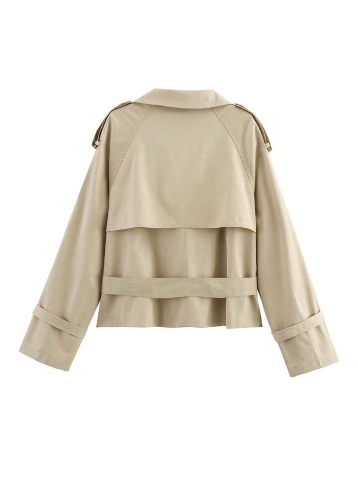 High-Neck Belted Trench Coat