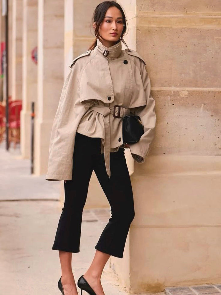Oversized High-Neck Trench Jacket
