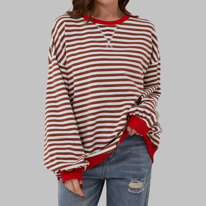 Sarah | Striped Long-Sleeve Sweatshirt with Crew Neck