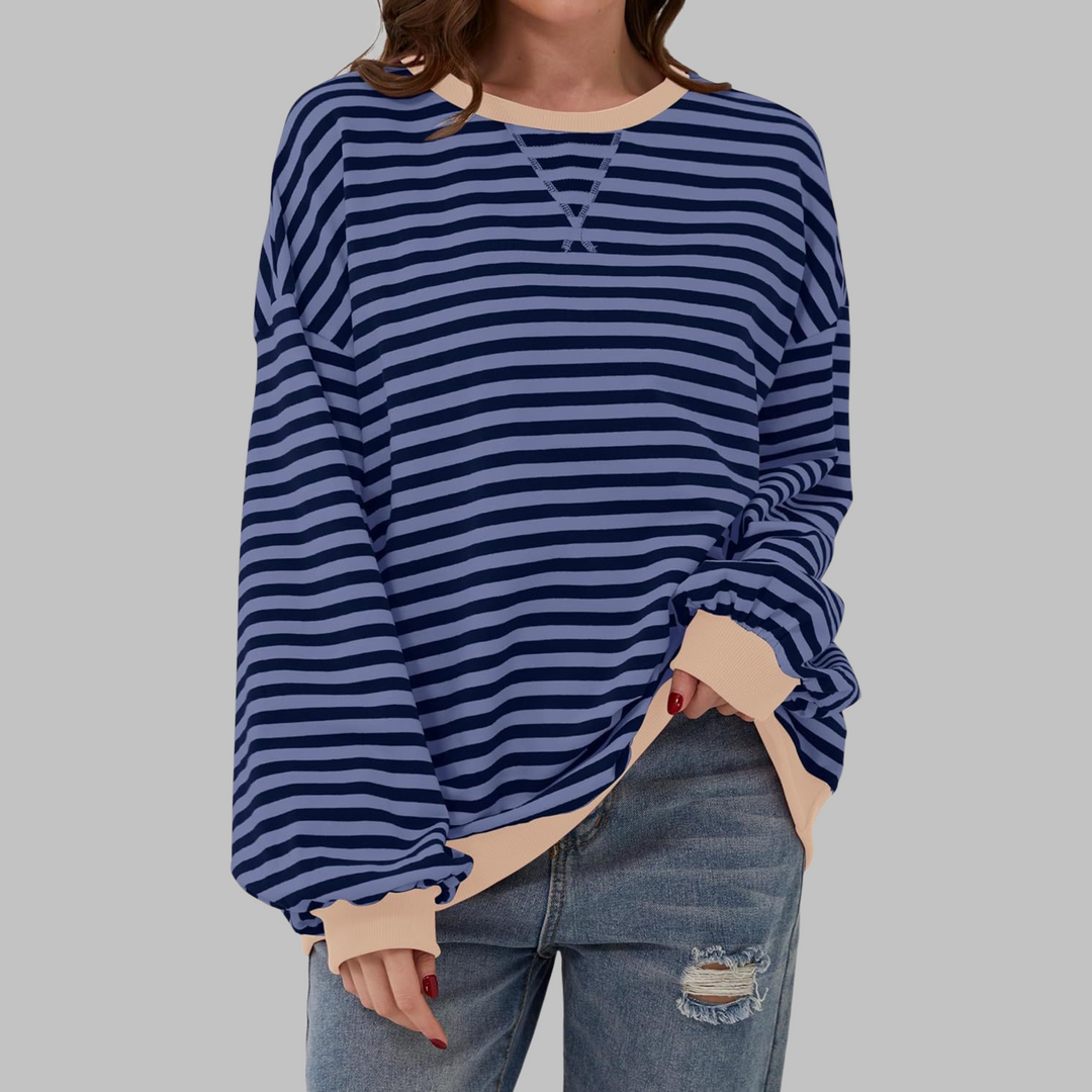 Sarah | Striped Long-Sleeve Sweatshirt with Crew Neck