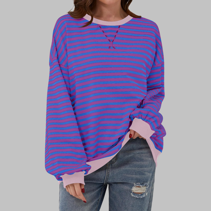 Sarah | Striped Long-Sleeve Sweatshirt with Crew Neck