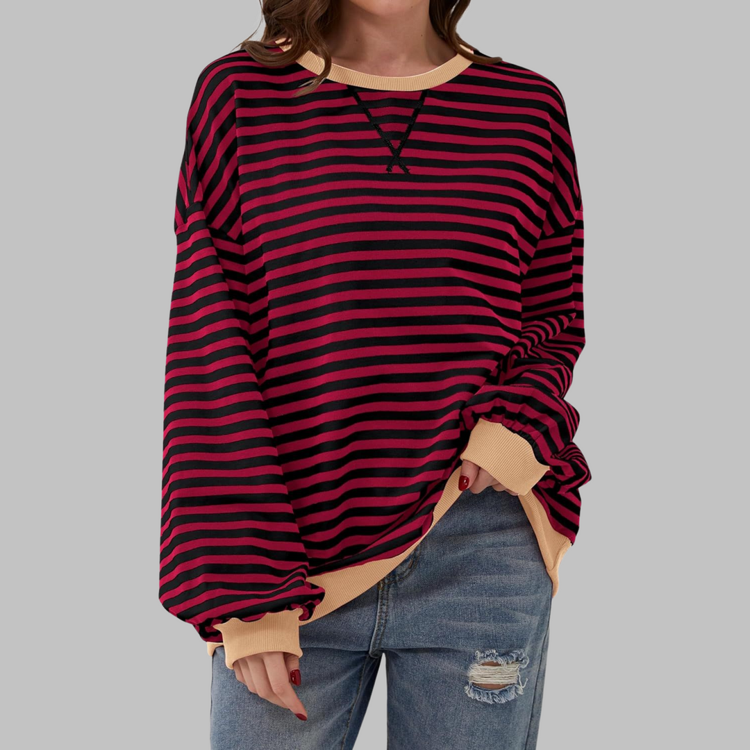 Sarah | Striped Long-Sleeve Sweatshirt with Crew Neck