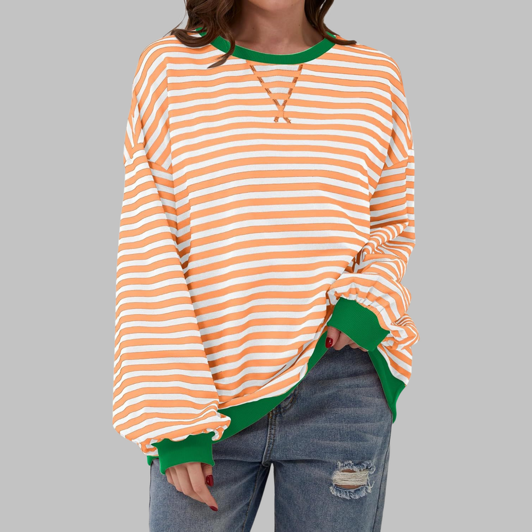 Sarah | Striped Long-Sleeve Sweatshirt with Crew Neck