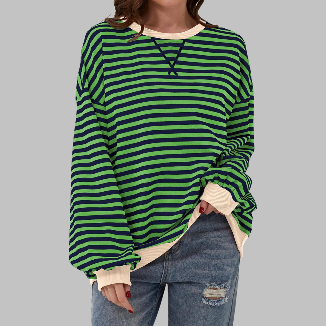 Sarah | Striped Long-Sleeve Sweatshirt with Crew Neck
