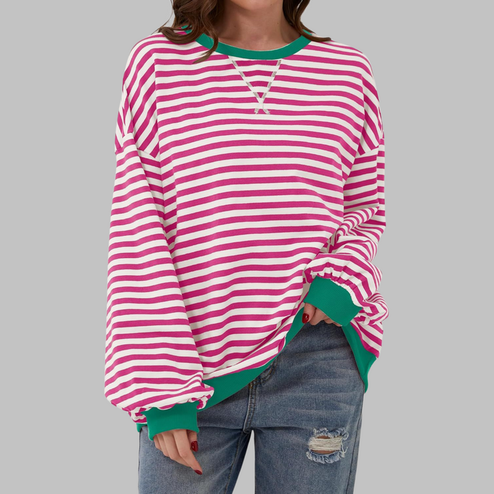 Sarah | Striped Long-Sleeve Sweatshirt with Crew Neck