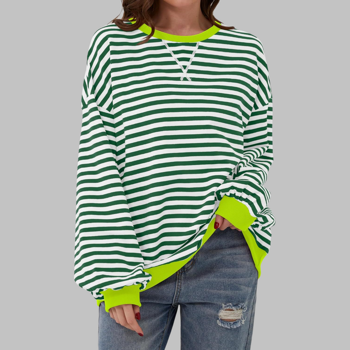 Sarah | Striped Long-Sleeve Sweatshirt with Crew Neck