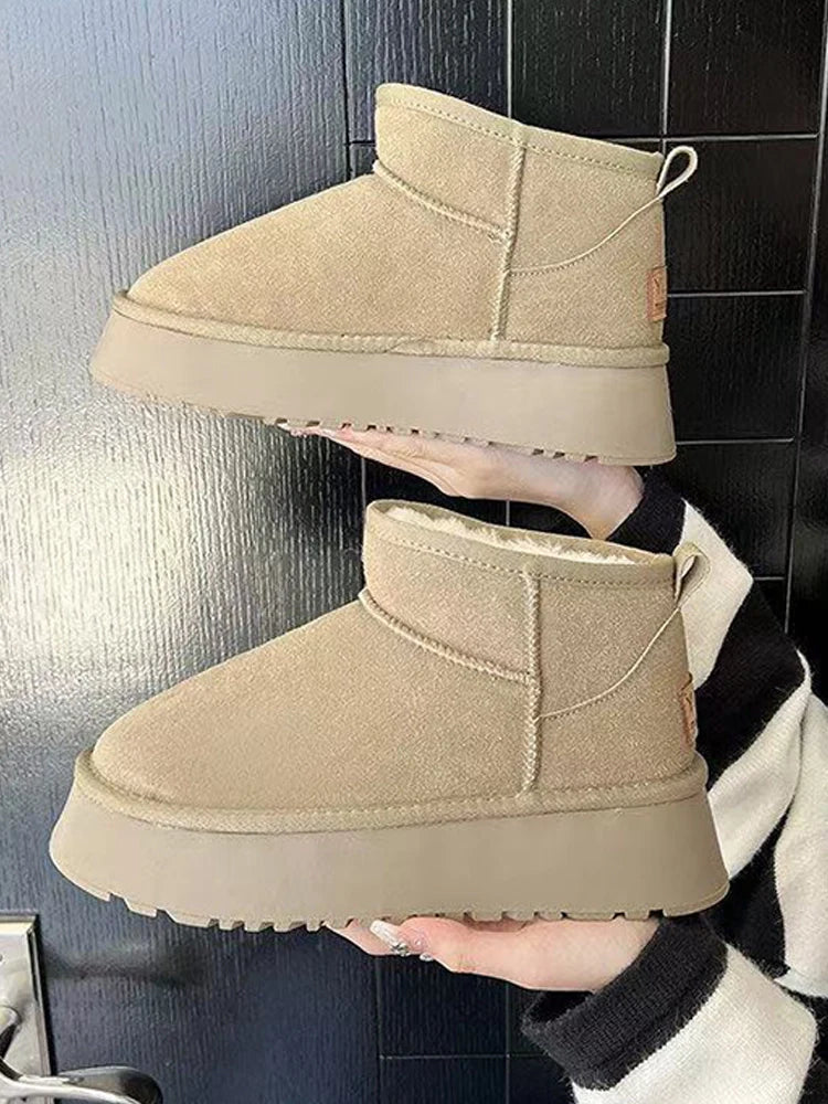 Women's Short Winter Boots | Faux Suede Sherpa Lined Ankle Boots | Warm Comfortable Anti-Slip Sole