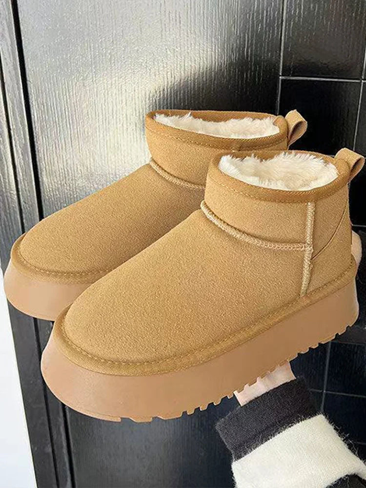 Women's Short Winter Boots | Faux Suede Sherpa Lined Ankle Boots | Warm Comfortable Anti-Slip Sole