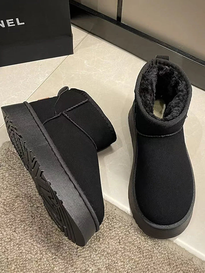 Women's Short Winter Boots | Faux Suede Sherpa Lined Ankle Boots | Warm Comfortable Anti-Slip Sole