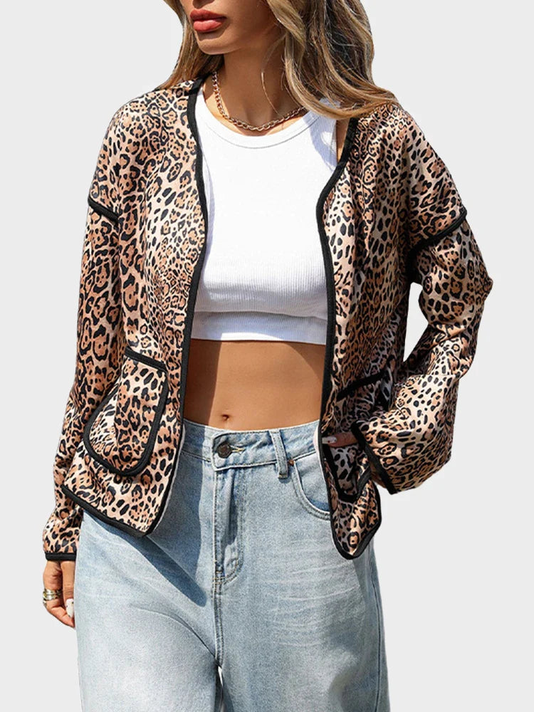 Women's Leopard Cardigan Sweater V Neck Cardigan