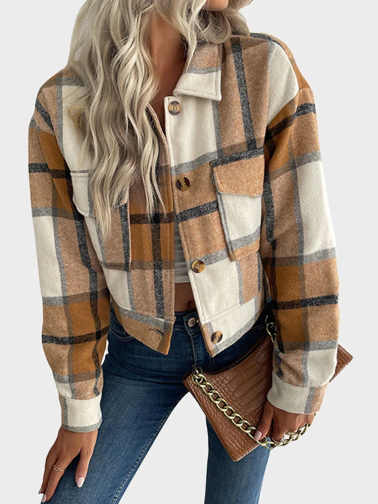 Womens Button Down Long Sleeve Crop Jackets