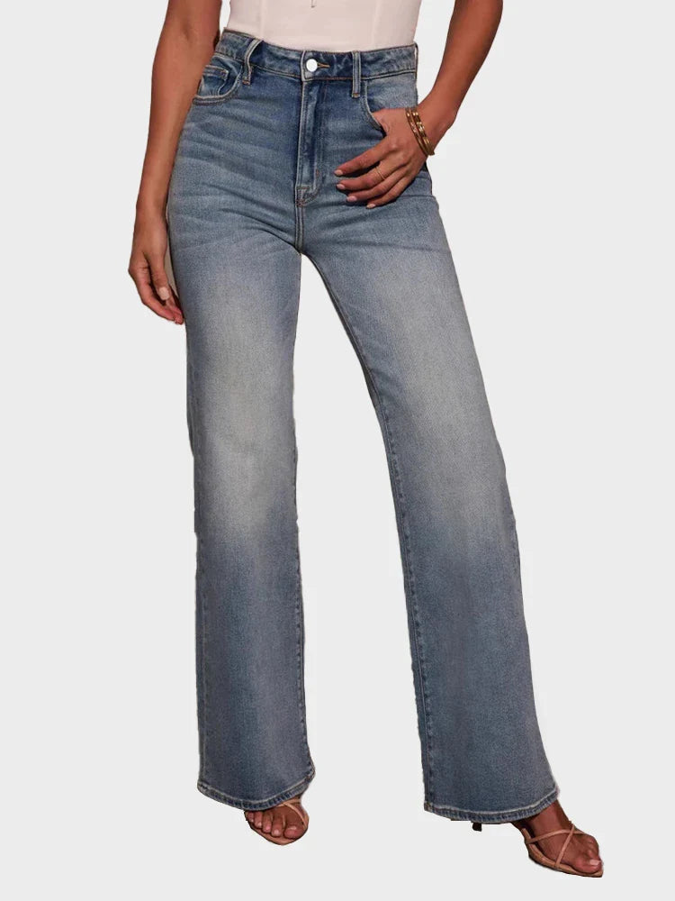Women's Jeans High Waisted Straight Leg Stretchy Jeans