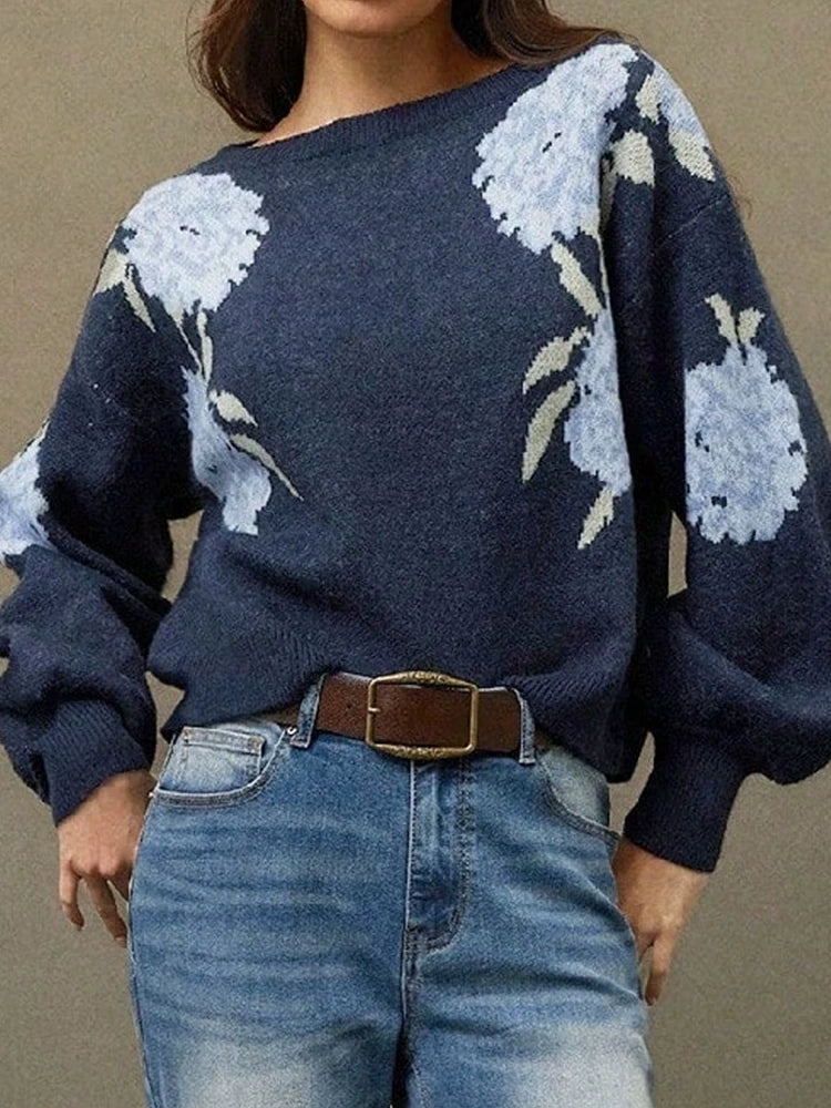 Women’s Floral Jacquard Knit Sweater