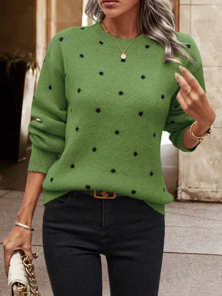 Polka Dot Jacquard Knit Sweater