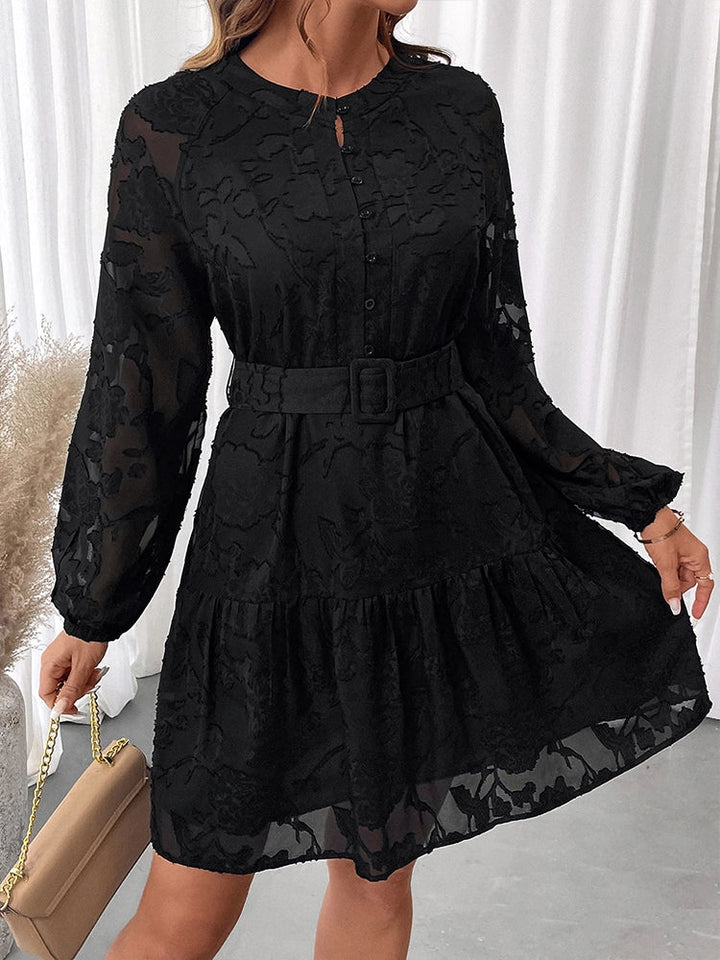 Women's Floral Jacquard Mesh Gothic Dress