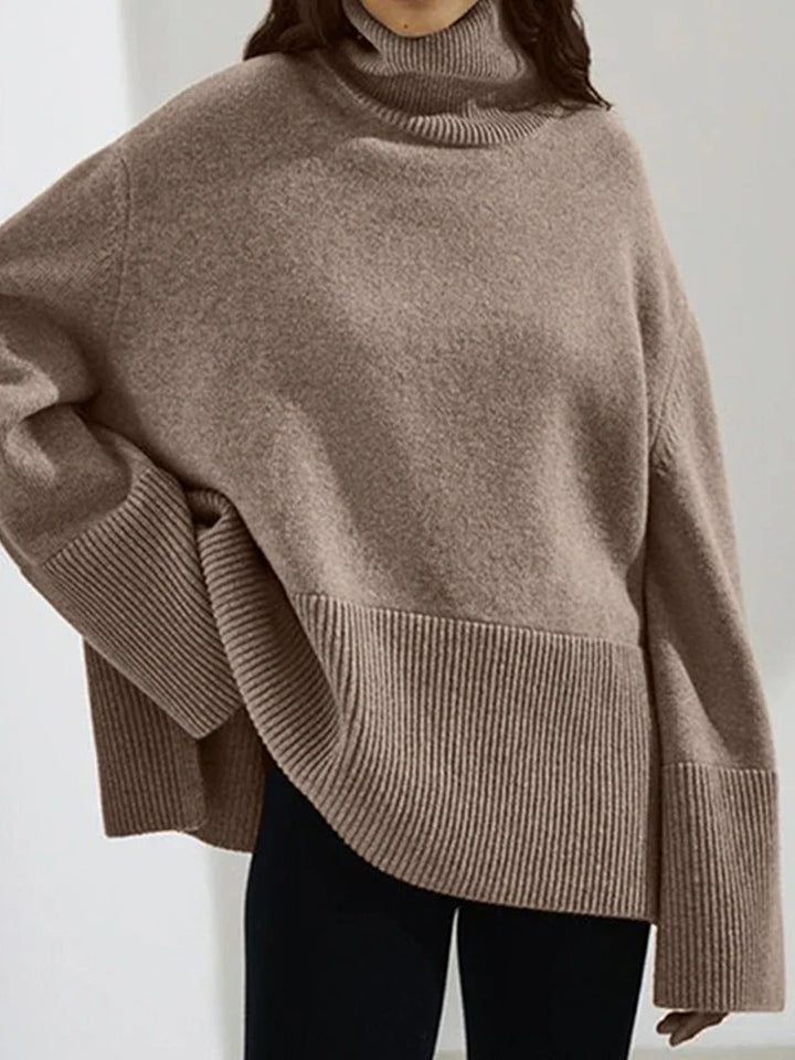 Women's Oversized Turtleneck Batwing Sleeve Casual Loose Knit Pullover Sweater