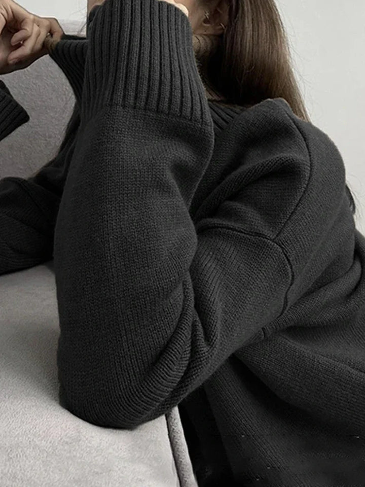 Women's Oversized Turtleneck Batwing Sleeve Casual Loose Knit Pullover Sweater
