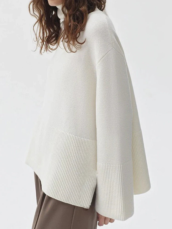 Women's Oversized Turtleneck Batwing Sleeve Casual Loose Knit Pullover Sweater