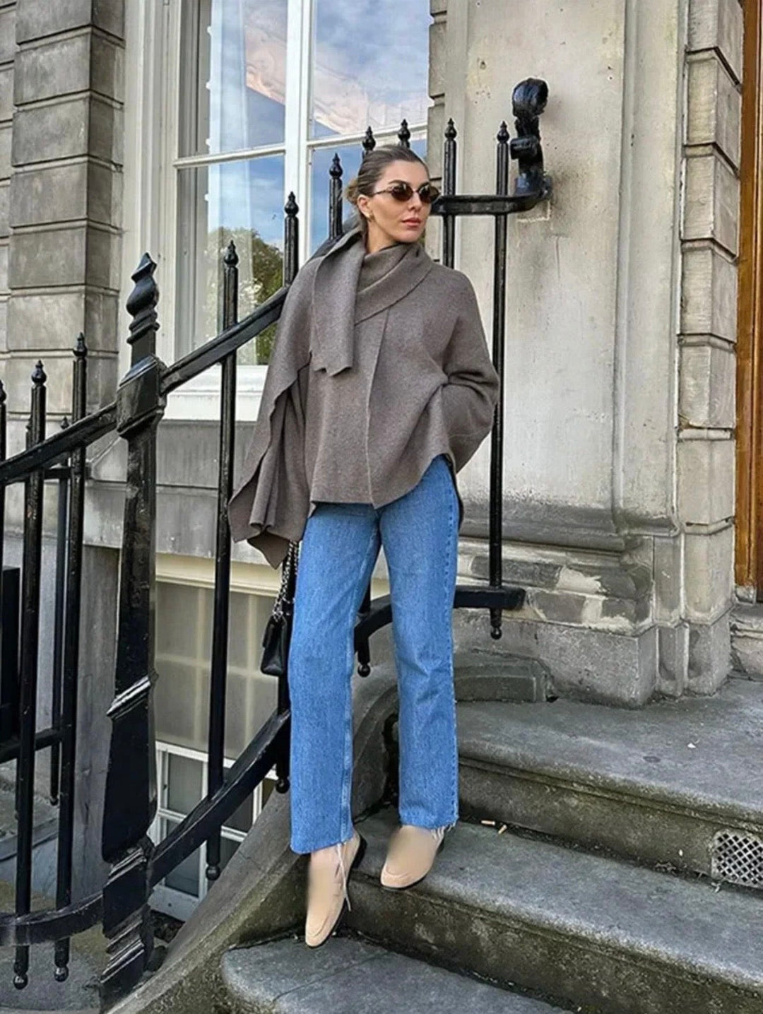 Cowl Neck Cape Coat for Women