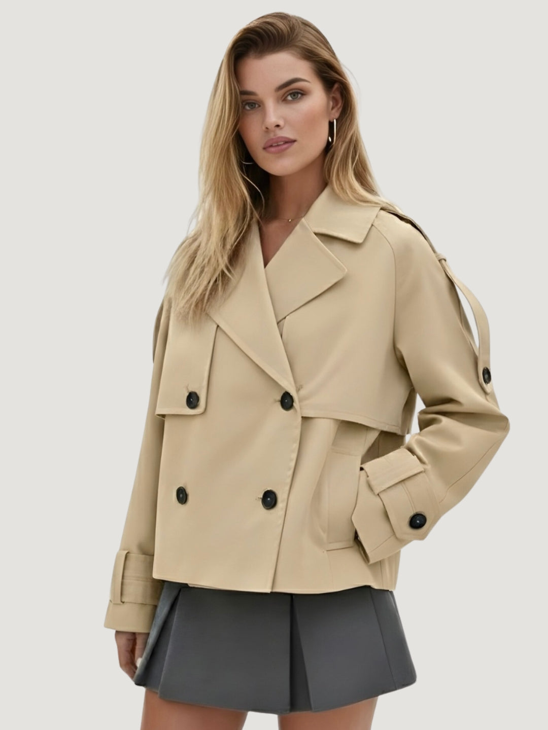 Short Double-Breasted Trench Jacket