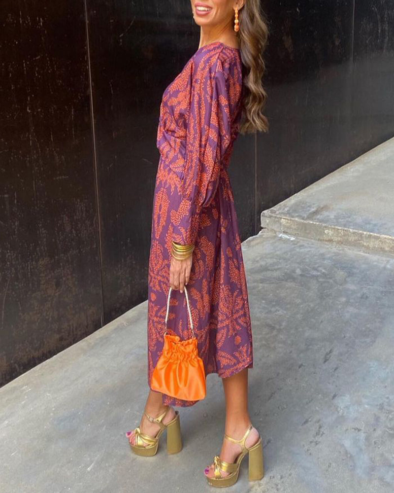 ISADORA™ – Elegant Midi Dress with Timeless Charm & Artistic Print