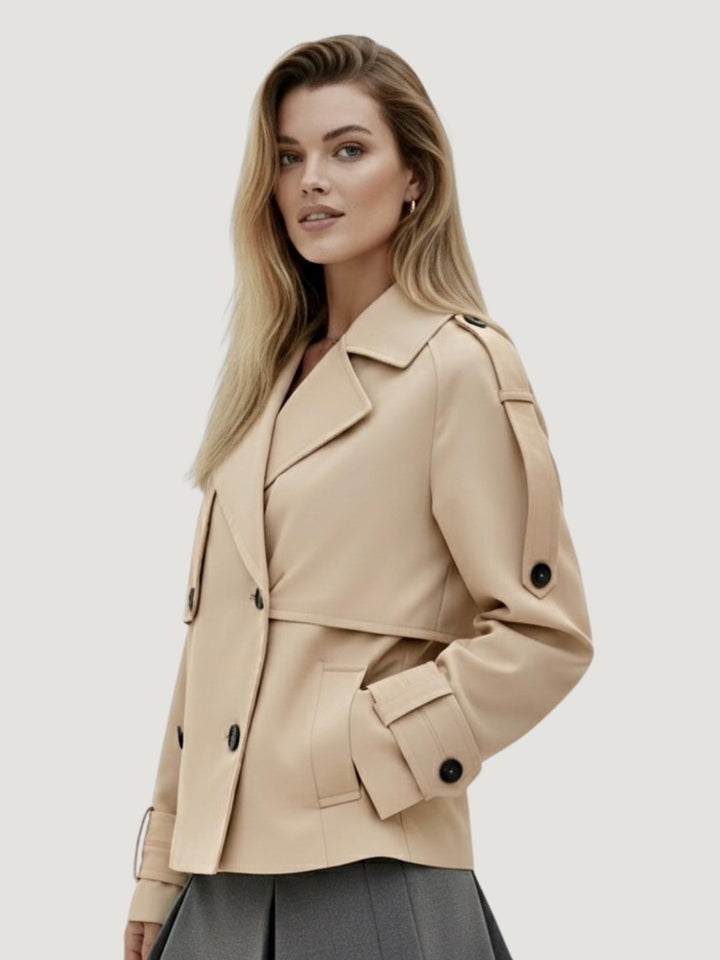 Short Double-Breasted Trench Jacket