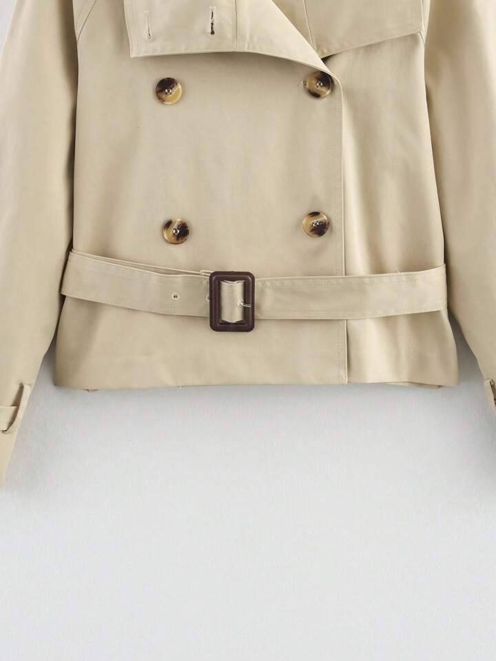 High-Neck Belted Trench Coat