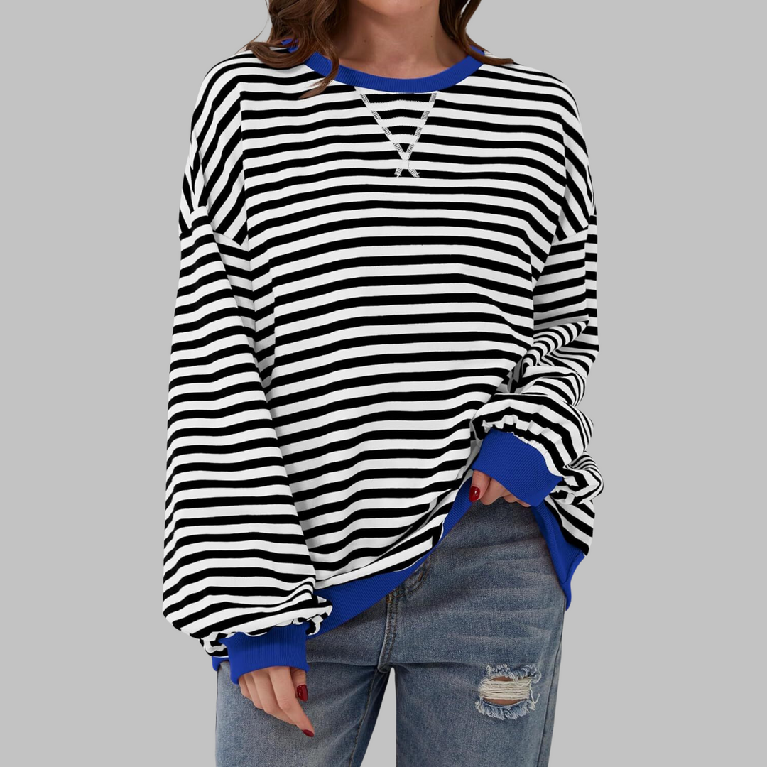 Sarah | Striped Long-Sleeve Sweatshirt with Crew Neck