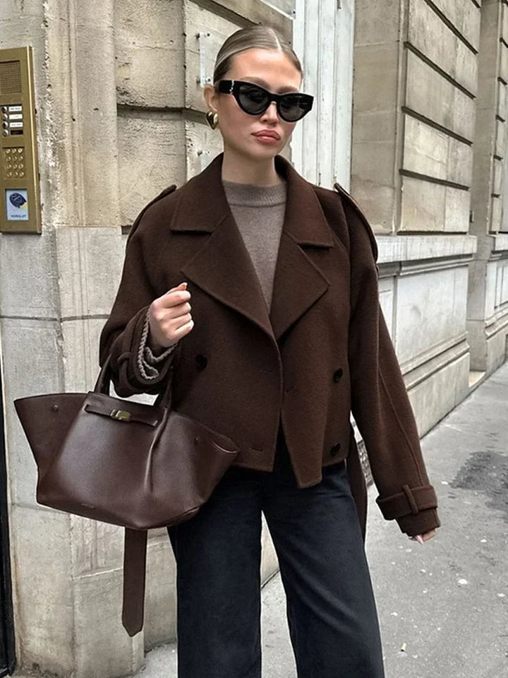 Brown Blend Cropped Trench Jacket