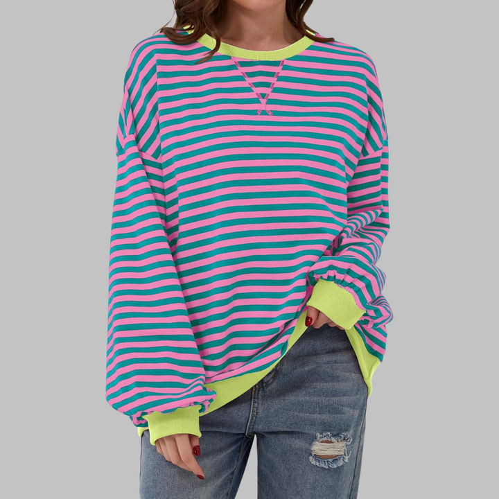 Sarah | Striped Long-Sleeve Sweatshirt with Crew Neck