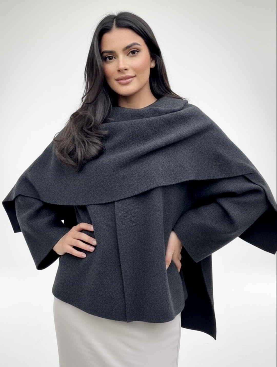 Cowl Neck Cape Coat for Women