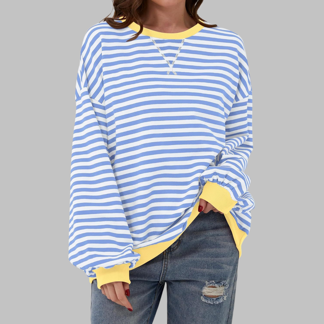 Sarah | Striped Long-Sleeve Sweatshirt with Crew Neck