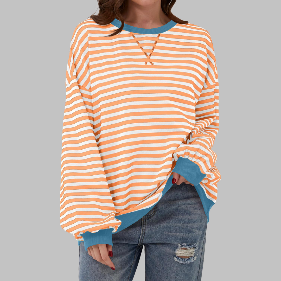 Sarah | Striped Long-Sleeve Sweatshirt with Crew Neck
