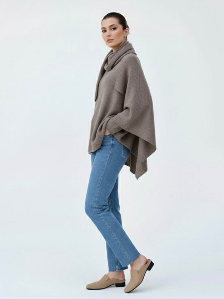 Cowl Neck Cape Coat for Women