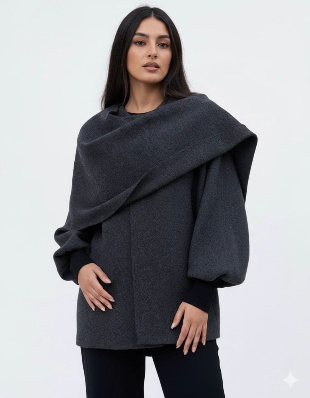 Cowl Neck Cape Coat for Women