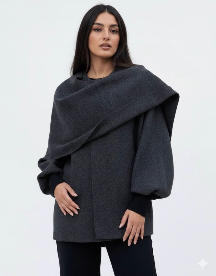 Cowl Neck Cape Coat for Women