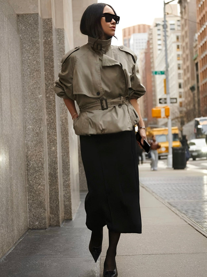 Oversized High-Neck Trench Jacket