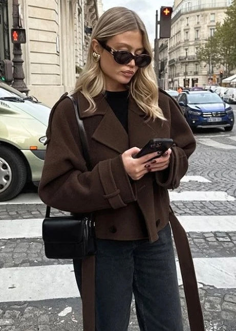 Brown Blend Cropped Trench Jacket
