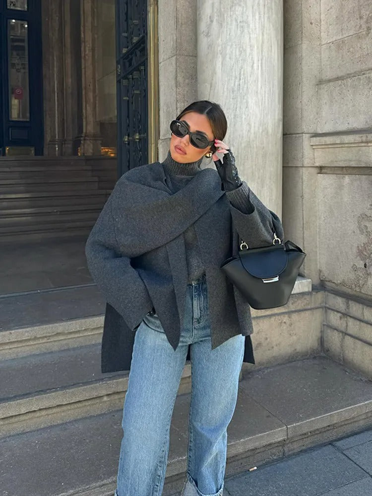Cowl Neck Cape Coat for Women