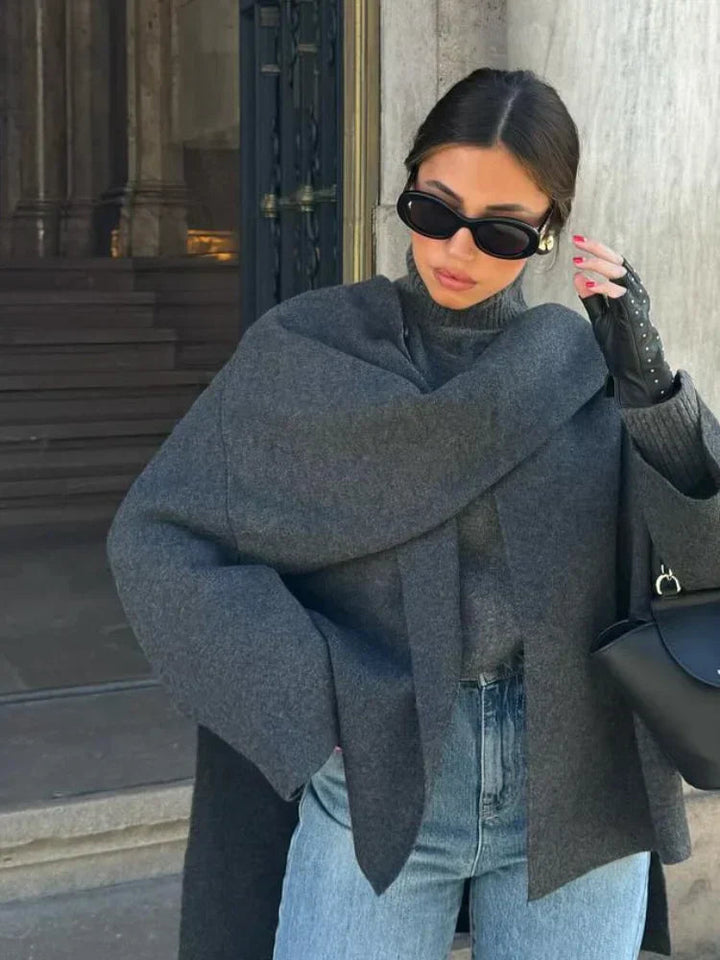 Cowl Neck Cape Coat for Women