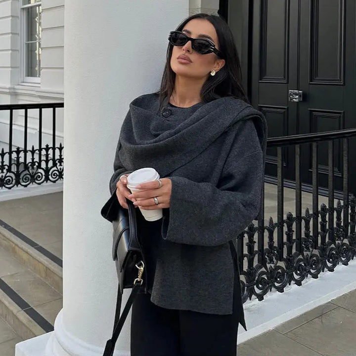Cowl Neck Cape Coat for Women