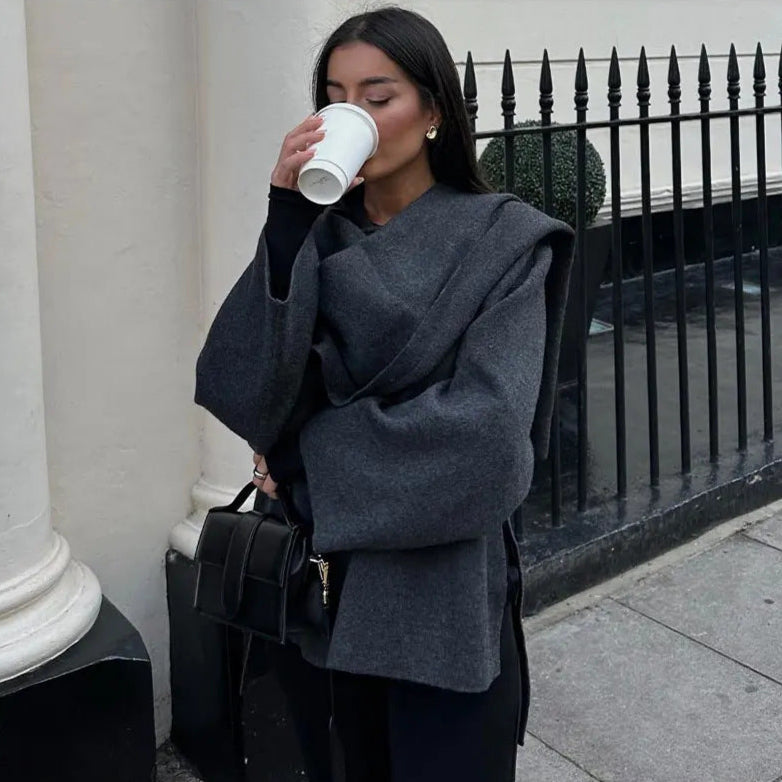 Cowl Neck Cape Coat for Women