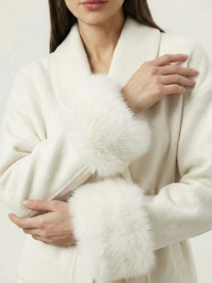 Belted Coat with Faux Fur Cuffs