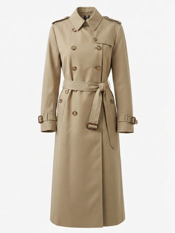 Double-Breasted Belted Trench Coat