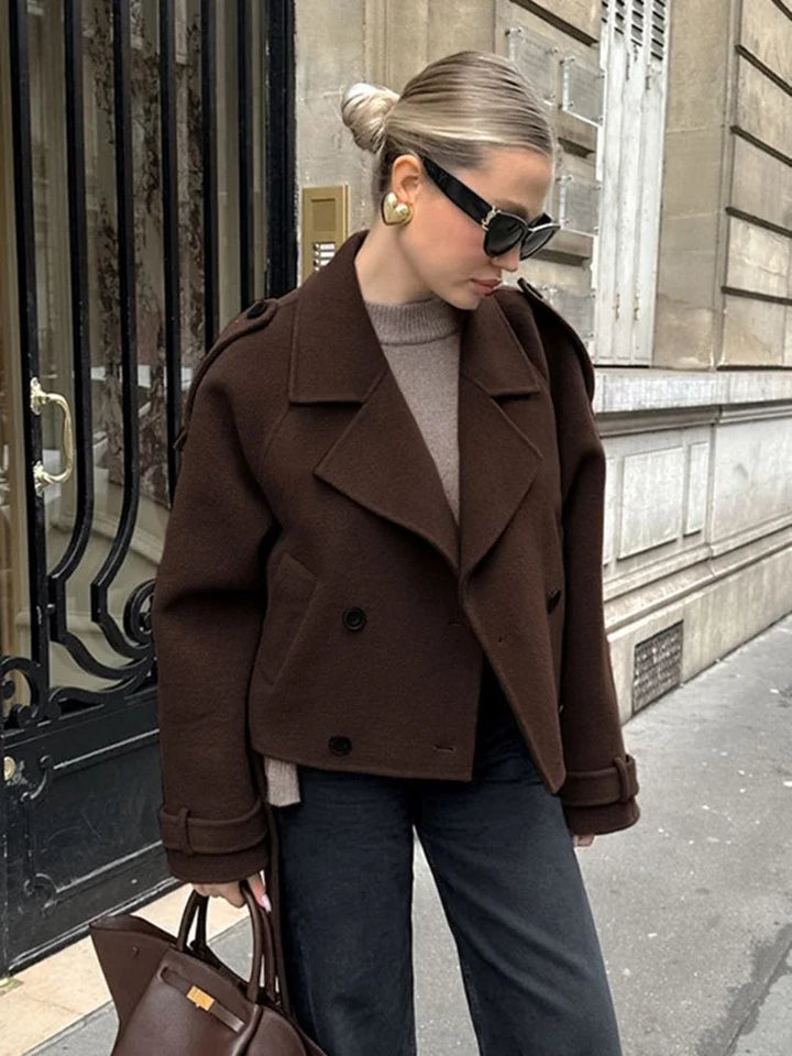 Brown Blend Cropped Trench Jacket