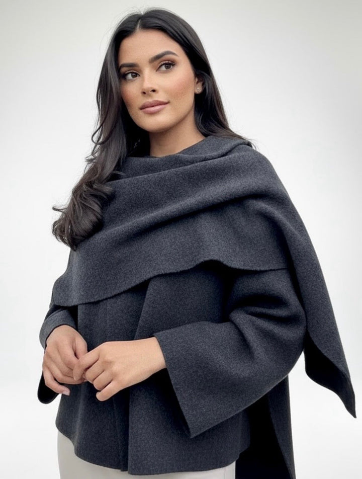 Cowl Neck Cape Coat for Women