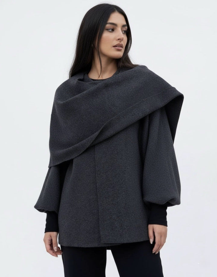 Cowl Neck Cape Coat for Women