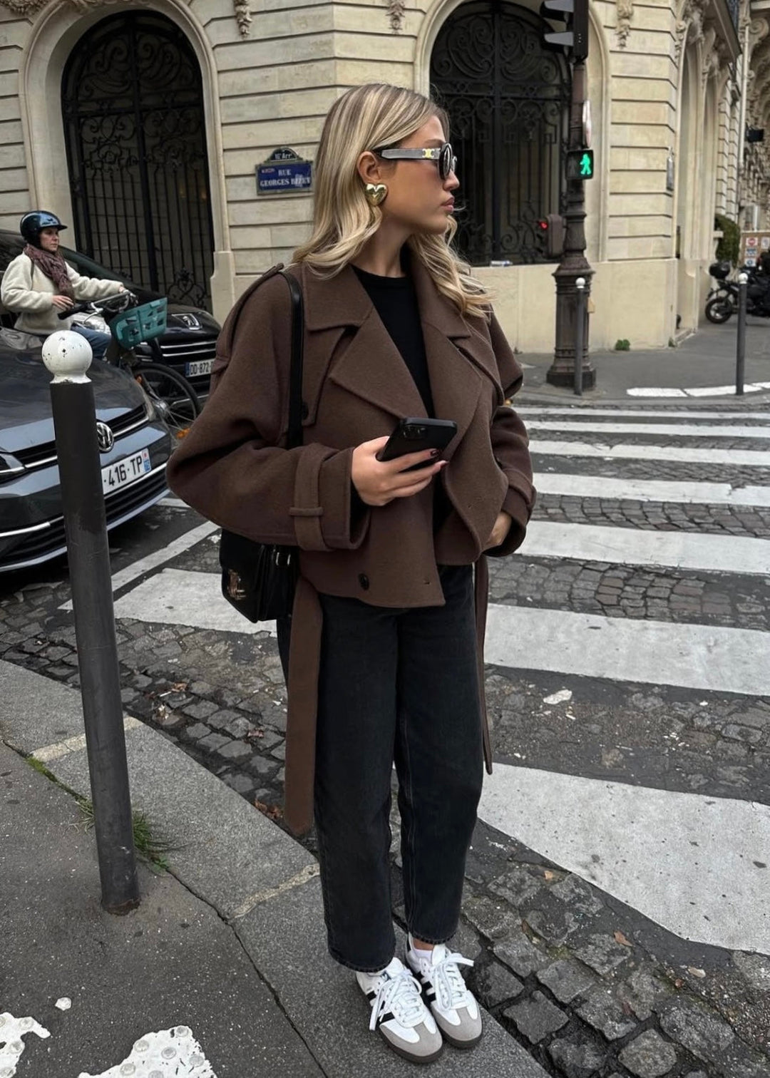 Brown Blend Cropped Trench Jacket