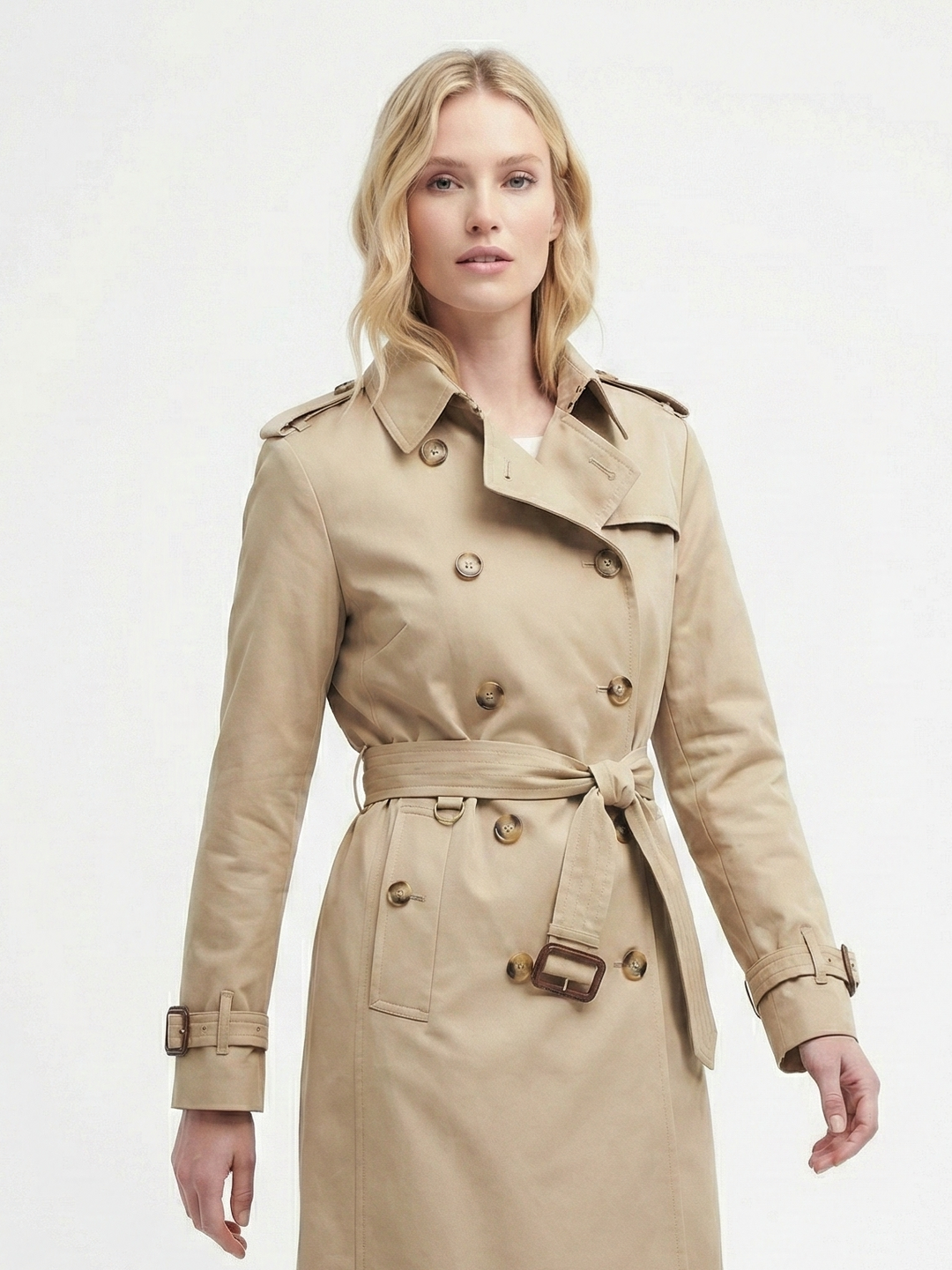 Double-Breasted Belted Trench Coat