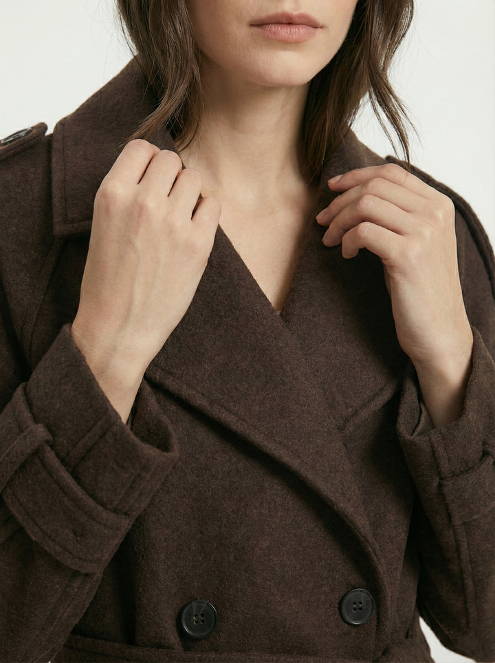 Brown Blend Cropped Trench Jacket